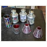 Set of Decorative Candle Holders and Lanterns including Mosaic Glass Shades