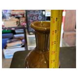Tall Ceramic and Glass Vase Set including 19-Inch Brown Ceramic Vase, 16-Inch Clear Glass Vase, and 10-Inch Black Ceramic Vase