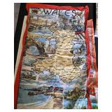 Lot of Travel Souvenirs and Maps, including Oslo Patch, Wales Map, and "Amazing Grace" Cloth