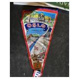 Lot of Travel Souvenirs and Maps, including Oslo Patch, Wales Map, and "Amazing Grace" Cloth