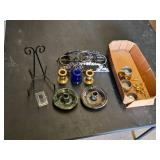Miscellaneous Home Decor Items including Candle Holders and Decorative Stand