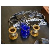 Miscellaneous Home Decor Items including Candle Holders and Decorative Stand