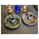 Miscellaneous Home Decor Items including Candle Holders and Decorative Stand