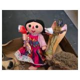 Panda Art and Decorative Figurines and Collectibles including Glass Angel, Porcelain Cherubs, and Stuffed Doll