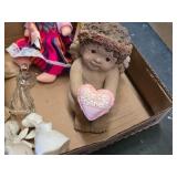 Panda Art and Decorative Figurines and Collectibles including Glass Angel, Porcelain Cherubs, and Stuffed Doll