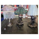 Vintage Frog-Themed Lamps and Beaded Lamp with cracked shade