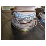 Pair of Vintage Electric Table Lamps with ornate metal and ceramic designs