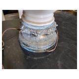 Pair of Vintage Electric Table Lamps with ornate metal and ceramic designs
