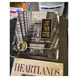 Lot of Minnesota-Themed Books and Magazines Including "Lost Twin Cities" by Larry Millett, "Heartlands: An American Odyssey," and Metro Newspaper Services