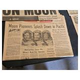 Lot of Vintage Newspaper Front Pages Featuring Apollo 11 Moon Landing and Return Events