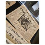 Lot of Vintage Newspaper Front Pages Featuring Apollo 11 Moon Landing and Return Events