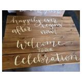 Wedding Decor and Accessories including Wooden Signs, Candle Holders, and Glassware