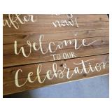 Wedding Decor and Accessories including Wooden Signs, Candle Holders, and Glassware