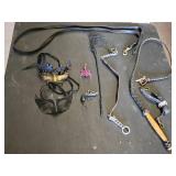 Equestrian Riding Accessories including Masks, Whip, and Bridles