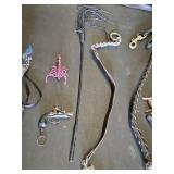 Equestrian Riding Accessories including Masks, Whip, and Bridles