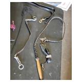Equestrian Riding Accessories including Masks, Whip, and Bridles