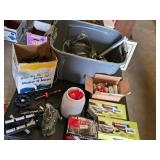 LED lights, wiring, and paint supplies including LED Flash Light Boxes, Various Cords, and Assorted Paints