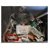 LED lights, wiring, and paint supplies including LED Flash Light Boxes, Various Cords, and Assorted Paints