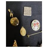 Assorted Jewelry Pins and Brooches Collection including Christmas Tree Brooch, Angel Pin, Rock Guitar Pin and More