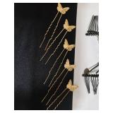 Hair Pins and Black Beaded Hair Comb Set