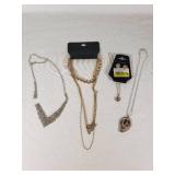 Assorted Jewelry including Cubic Zirconia Pendant Set, Gold-Tone Necklaces, and Stone Pendant Necklace