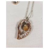 Assorted Jewelry including Cubic Zirconia Pendant Set, Gold-Tone Necklaces, and Stone Pendant Necklace