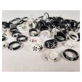 Lot of Black and White Resin Rings