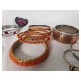 Assorted Fashion Jewelry Lot including Paparazzi Bangles, Beaded Bracelets, and Chain Bracelets