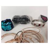 Assorted Fashion Jewelry Lot including Paparazzi Bangles, Beaded Bracelets, and Chain Bracelets