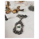 Assorted Jewelry Lot Including Vintage Brooches, Pendants, and Charms