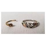 Black Hills Gold Heart Ring and Gold Flower Ring with Gemstone Accent