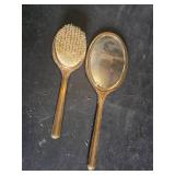 Vintage Hand Mirror and Brush Set