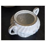 Ceramic and Metal Kitchenware Collection including Style House Carillon China and Vintage Metal Sugar Bowl