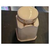 Ceramic and Metal Kitchenware Collection including Style House Carillon China and Vintage Metal Sugar Bowl