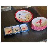 Simply Summer Clam Bake Collection Melamine Dinnerware Set including Oval Platters and Star-Patterned Serving Tray