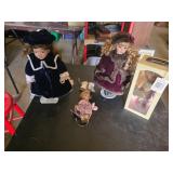 Porcelain Dolls and Jewelry Boxes with Assorted Jewelry