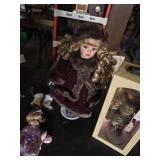 Porcelain Dolls and Jewelry Boxes with Assorted Jewelry