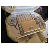 Porcelain Dolls and Jewelry Boxes with Assorted Jewelry