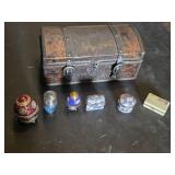 Decorative Porcelain Trinket Boxes, Mini Urn and Decorative Chest