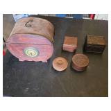 Antique Wooden Box Collection with Decorative Carvings