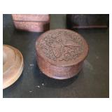 Antique Wooden Box Collection with Decorative Carvings