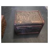Antique Wooden Box Collection with Decorative Carvings