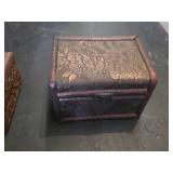 Antique Wooden Box Collection with Decorative Carvings