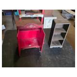 Hand-Painted Wooden Cabinet and Floral-Patterned Wooden Shelf