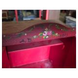 Hand-Painted Wooden Cabinet and Floral-Patterned Wooden Shelf