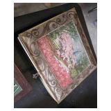 Antique Metal and Wooden Boxes with Sorry Board Game Box Only