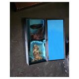Antique Metal and Wooden Boxes with Sorry Board Game Box Only