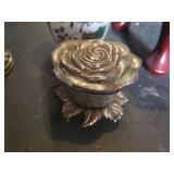 Floral Patterned Footstool, Decorative Vase, Brass Floral Box and More