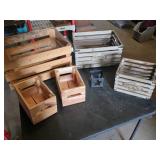 Wooden Crates and Boxes Including "Flowers & Garden" Label