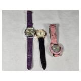 Geneva and Guess Watches including Pink and Purple Band Models, and Black Band Model - Untested